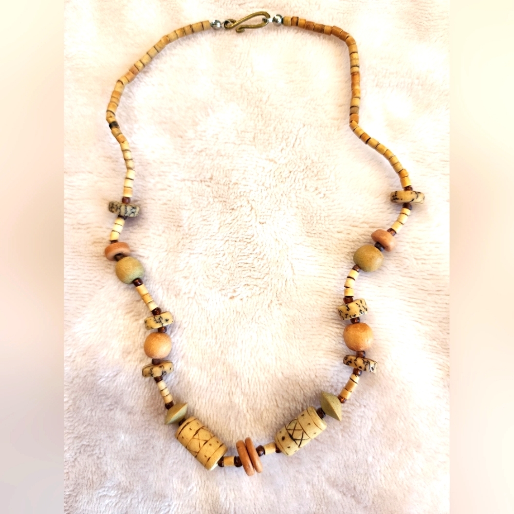 Wood Beaded. Handmade. 16".